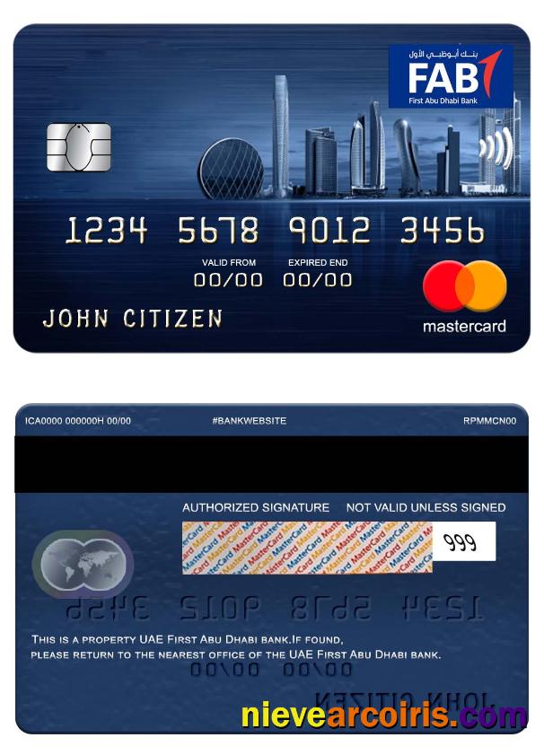 UAE First Abu Dhabi bank mastercard